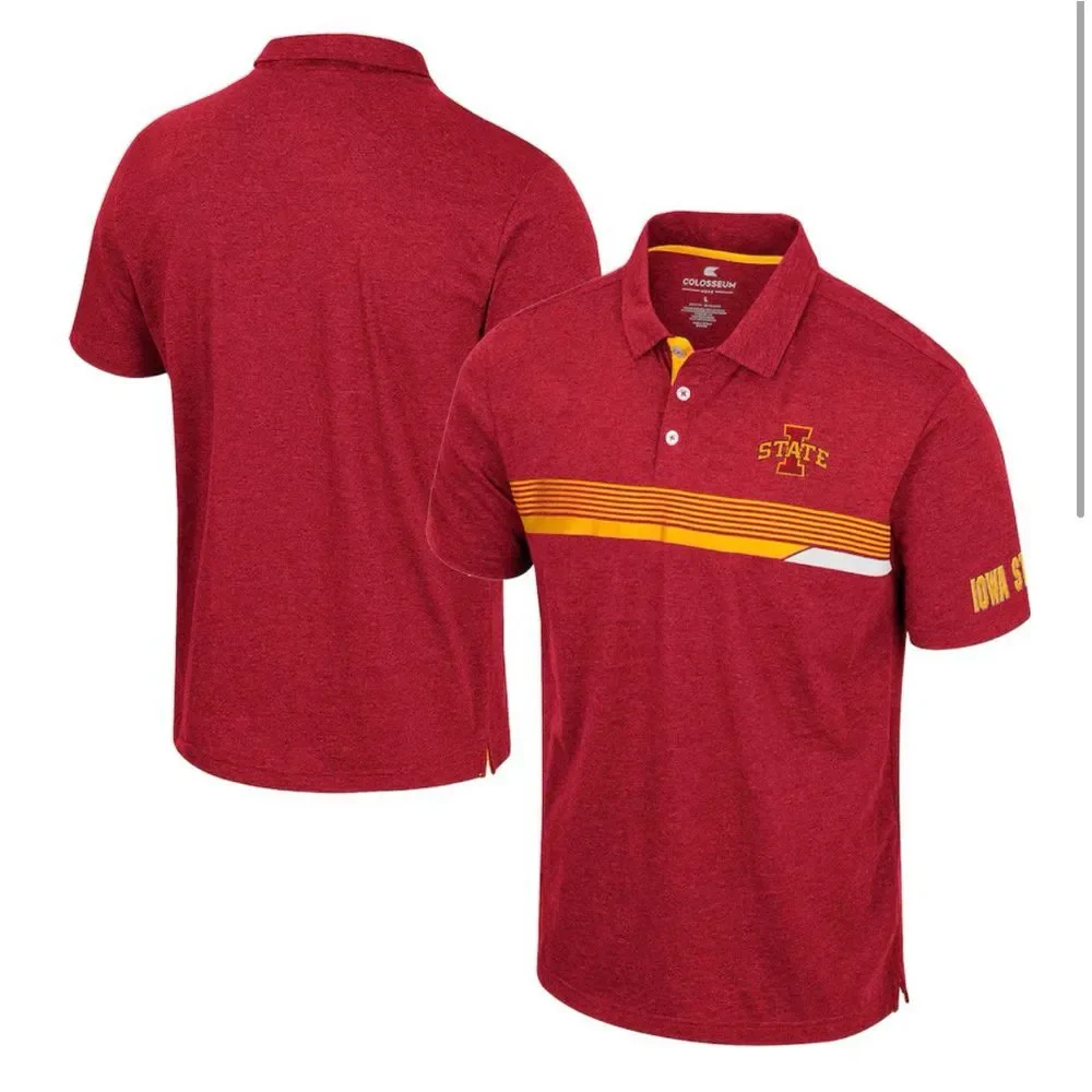 Men's 2XL Colosseum Cardinal Iowa State Cyclones‎ No Problemo Polo Shirt NWOT
